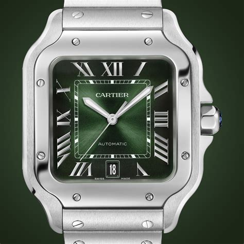 green cartier watch|cartier santos green face.